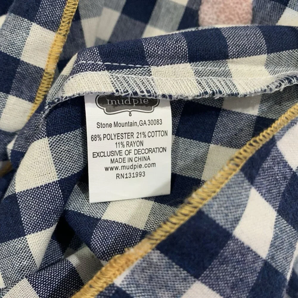 Mud Pie Girl’s Size 4T Blue White Gingham Dot Long Sleeve Tunic Top NWT